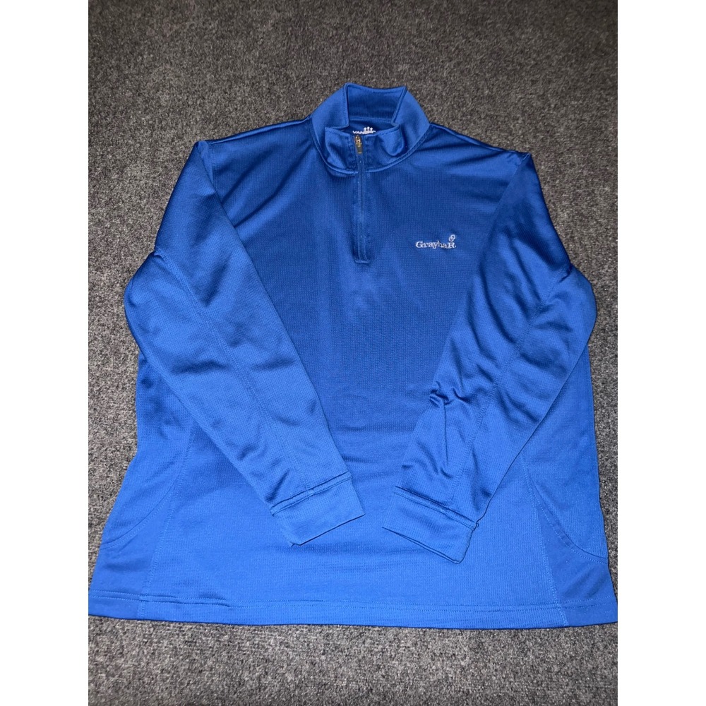 Vansport Mens Large Royal Blue 1/4 Zip Pullover Grayhawk Logo 3435